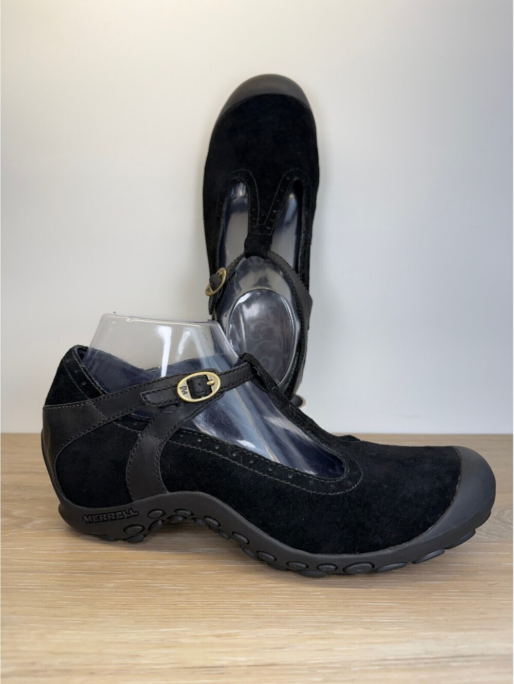 Merrell Plaza Strap Black Suede T Strap Mary Jane Flats‎ Shoes Women 9.5